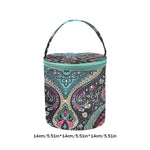 Sac rangement laine moderne noir rouge fleurs poignée amovible crochet pelotes mesures pratique