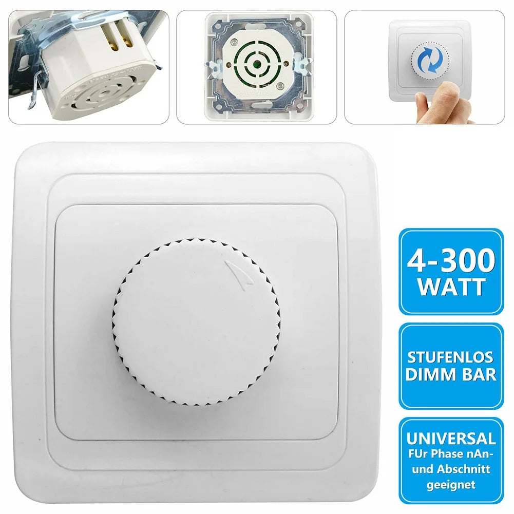interrupteur rotatif blanc moderne réglable luminosité variateur led 300w vis