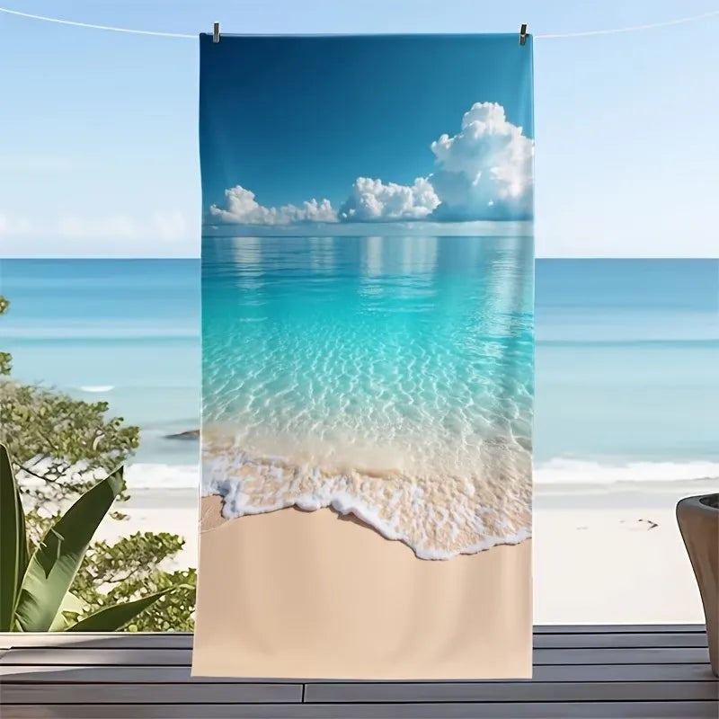 toile d'art paysage marin plage bleu nuages impression numérique 50x100cm clips