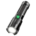 lampe torche noire rechargeable usb zoomable lumière led moderne praticite