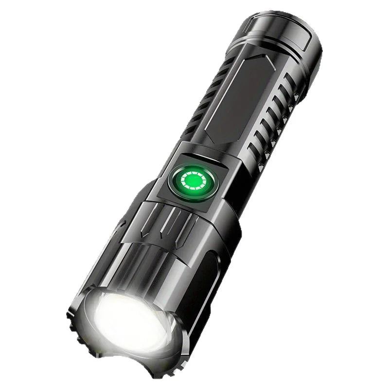 lampe torche noire rechargeable usb zoomable lumière led moderne praticite