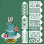 gabarits décoration gâteau blanc motifs géométriques modernes adhésifs reutilisables fondant icing cake decorating stencils