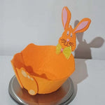 panier feutrine forme lapin deco pâques couleur jaune orange vert enfantin mignon