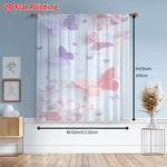 rideau transparent rose violet papillons cœurs moderne fenêtre polyester 132x160cm