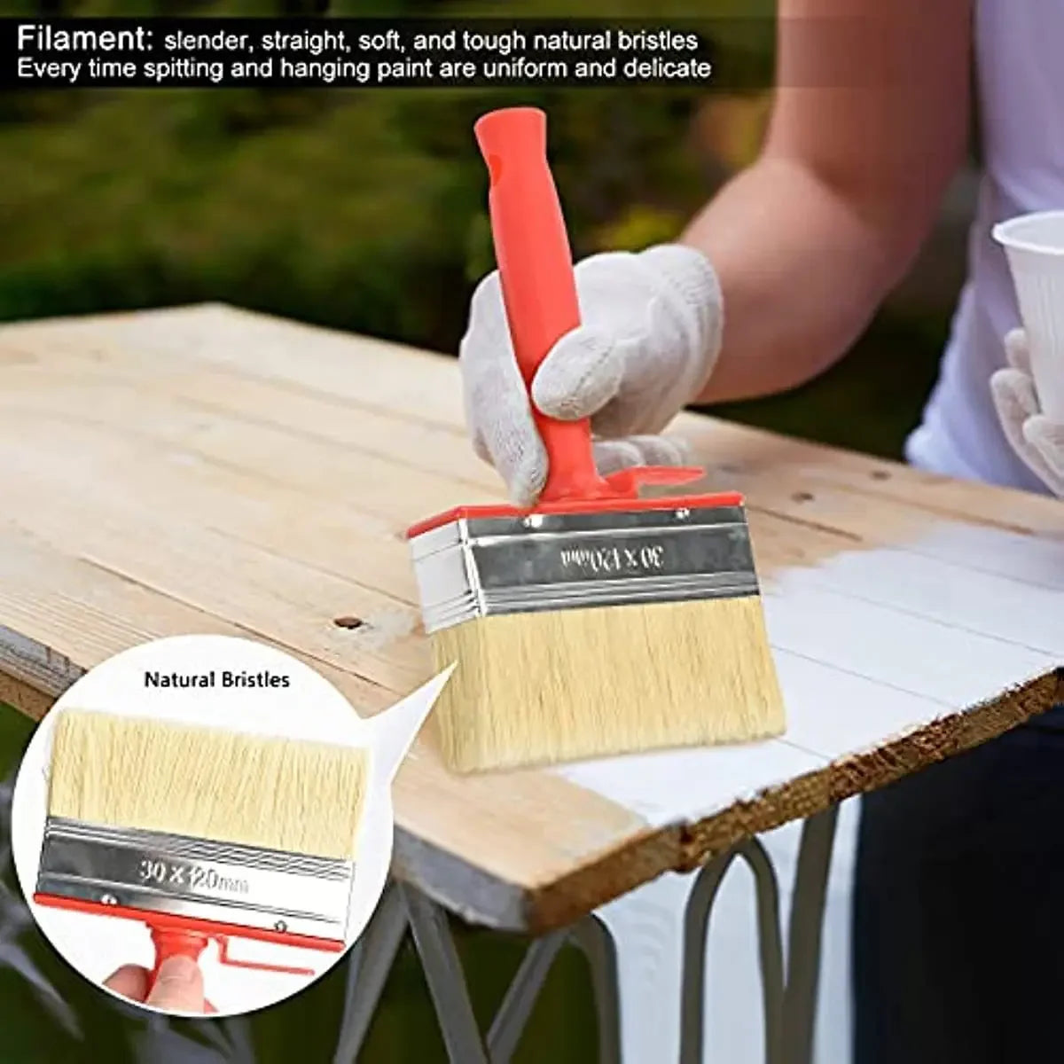 pinceau peinture rouge moderne poils naturels manche pvc clips latéraux décoration mur porte sol