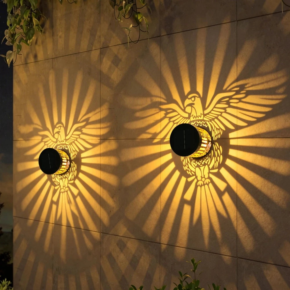lampe murale solaire extérieure aigle motif capteur led jaune projection décorativeextérieur mur opaque