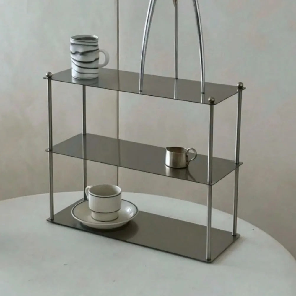 étagère moderne trois niveaux acier inoxydable rangement cuisine organisateur minimalistes supports