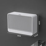 boîte savon moderne blanche rayée adhésive petite plante artificielle