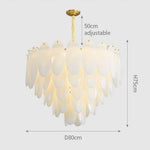 Suspension lumineuse moderne cristal blanc doré ovale translucent salon chambre