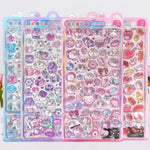 sticker kawaii mignon violet rose bleu blanc geometrique animal coeur étoile floral adhésif