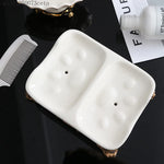 support savon céramique blanc doré ornements classique baroque pièce pied sculpté