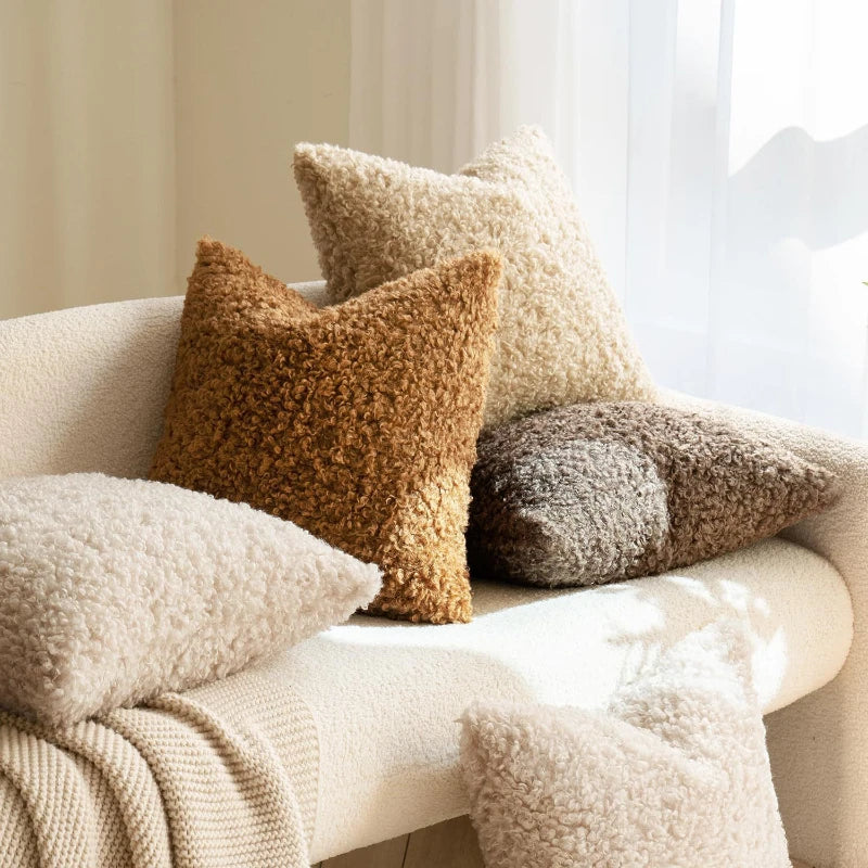 coussin velours nordique housse laine agneau taie oreiller décorative maison canapé doux document solide