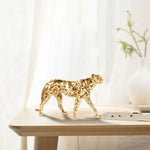 statue décorative léopard or taches texturée résine animalier maison festivescrição
