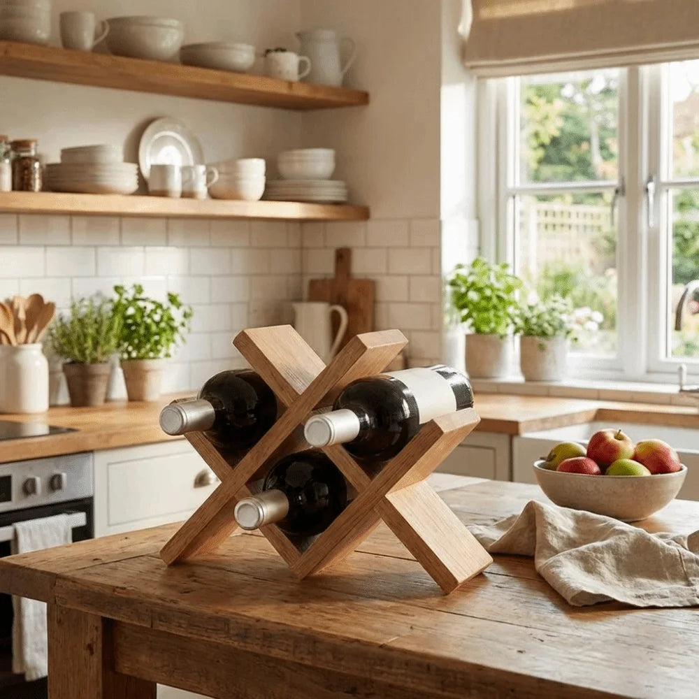 support bouteilles bois clair minimaliste moderne rangement bouteilles finition lisse structure simple