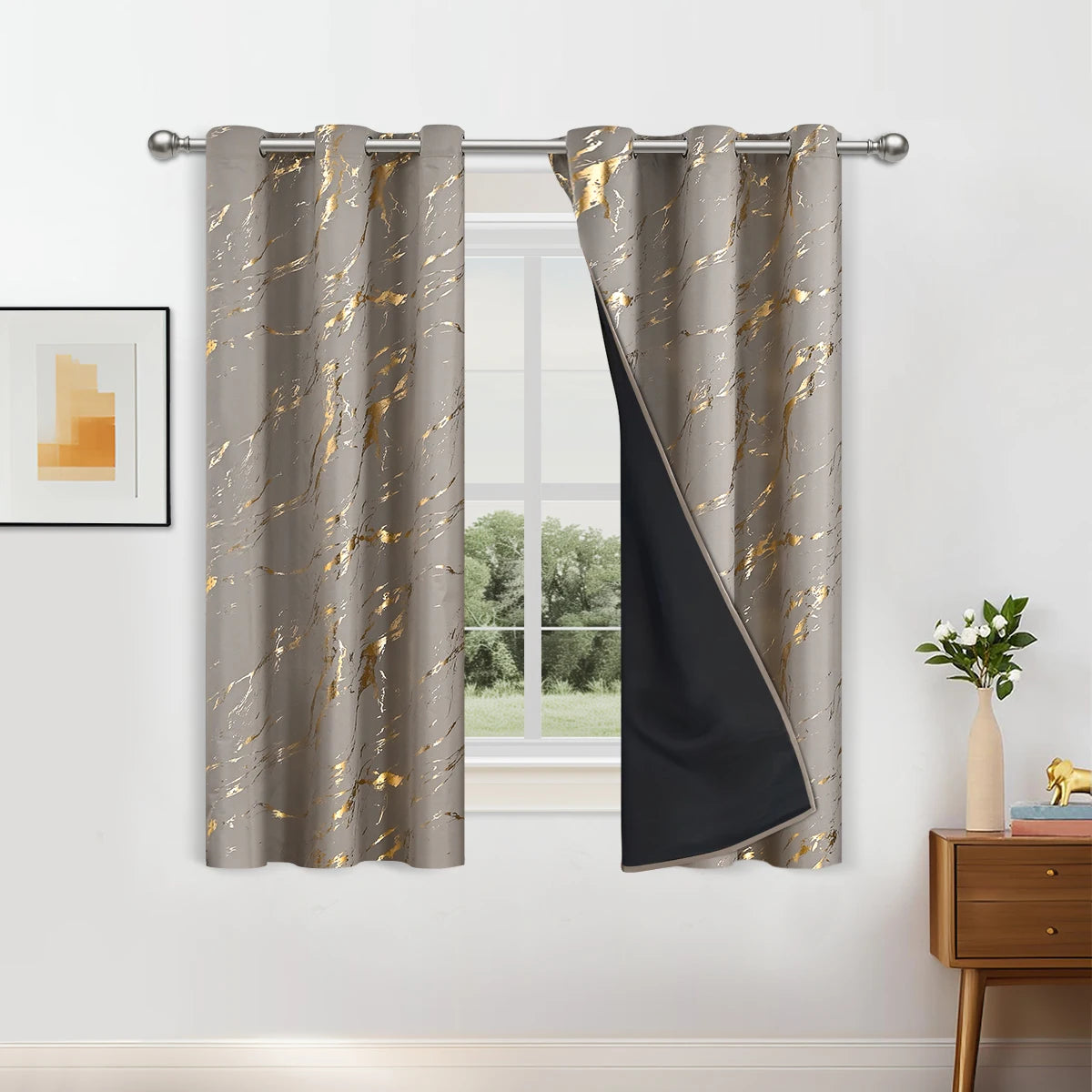 rideaux noir doré marbré ondulés opaques isolation thermique 100x250cm 132x241cm moderne élégantôtel