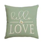 housse coussin carré motif floral vert clair beige rustique polyester lavable glissière invisible 45cm