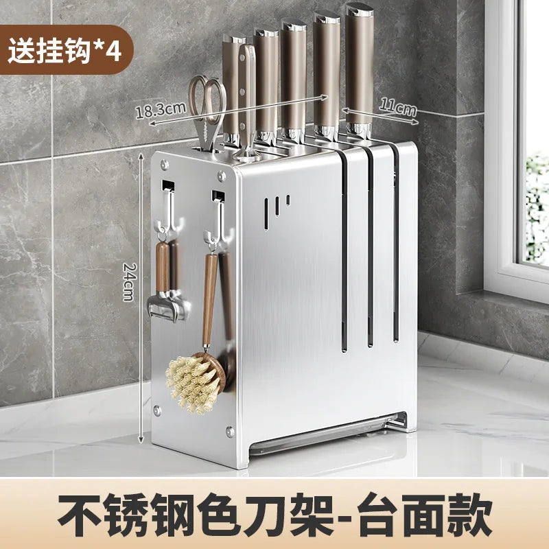 porte couteaux moderne bloc argenté fixe mur vis couteaux scie brosse étiquettes français