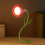 veilleuse fleur rose rechargeable pliable moderne nuit table led rouge violette chambre