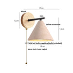 lampe murale moderne abatjour texturé bois ampoule led chaîne interrupteur marron noir beige