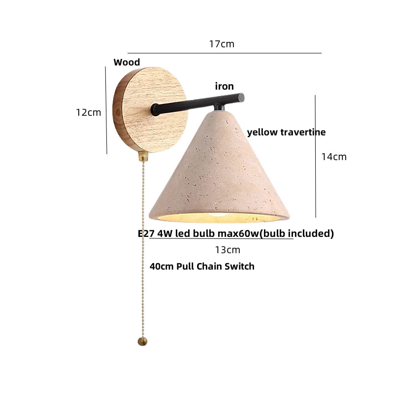 lampe murale moderne abatjour texturé bois ampoule led chaîne interrupteur marron noir beige
