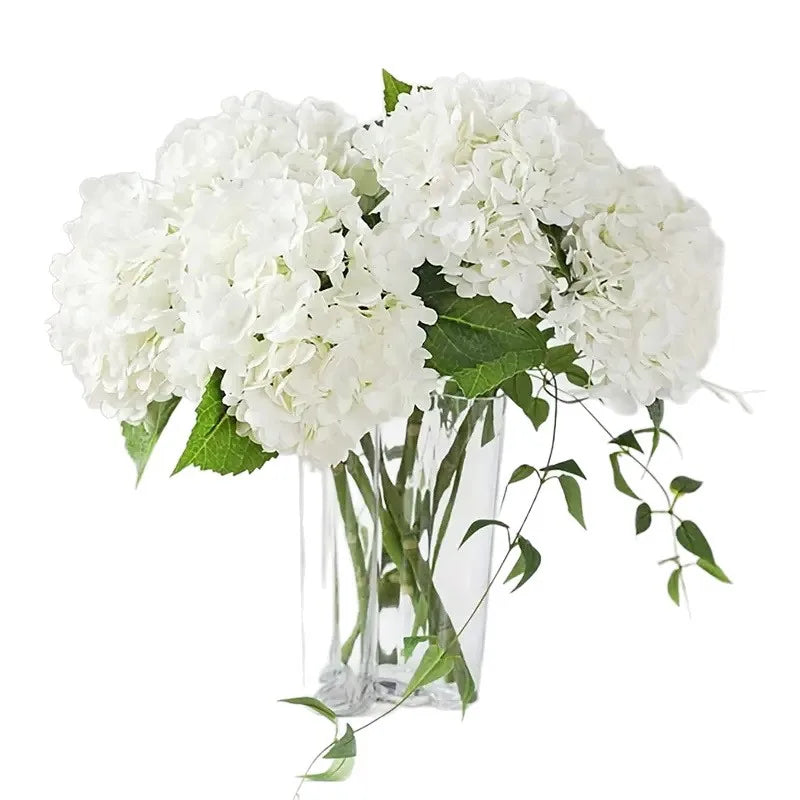décoration intérieure bouquet artificiel hortensia classique bleu blanc rose vert élégant transparent