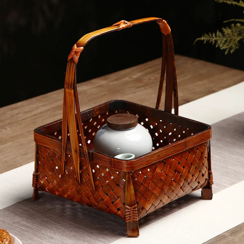 paniers osier marron clair panier couvercle tressage traditionnel vase blanc baguettes bambou rustique artisanal