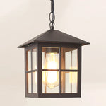 lampe suspendue vintage noir bronze verre transparent barreaux carré salon chambre adjustable(chain)