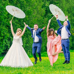 parapluie traditionnel blanc sans motif opacité vintage poignée bois résistant soleil