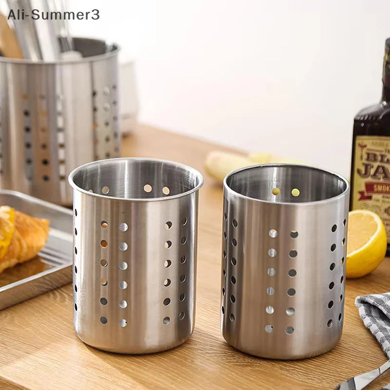 organisateur cuisine rangement couverts égouttoir acier inoxydable perforations moderne minimaliste fourchette cuillère couteau