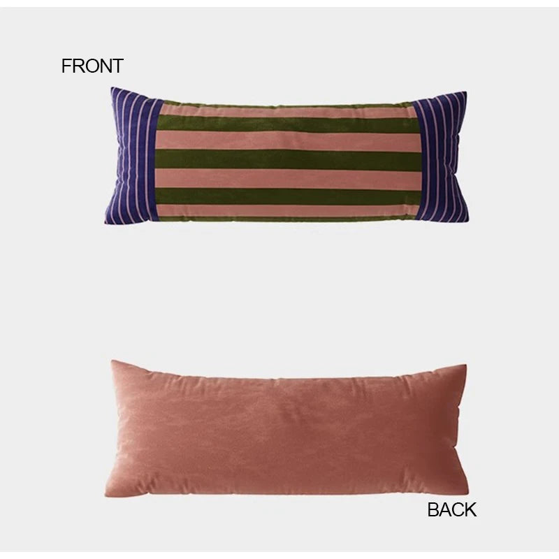 taies d'oreiller décoratives rayées contemporain bleu rouge beige marron vert orange polyester respectueux environnement