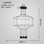 suspension lumineuse moderne fer noir structure géométrique interrupteur bouton éclairage intérieur minimaliste