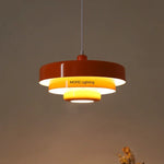 suspension lumineuse moderne pendentif orange noir blanc abat jour rond multi couche opaques fixations