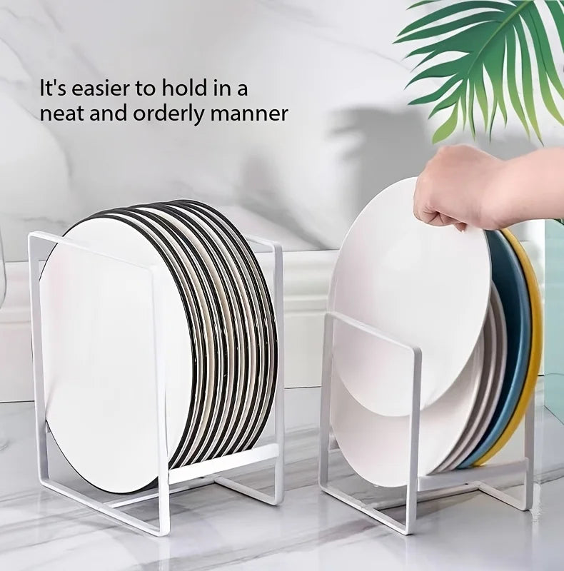 support assiettes métal noir moderne fixation clips rangement cuisine vaisselle organisation réutilisable élégant