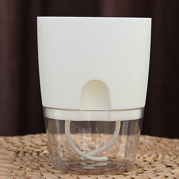 Pot plante auto arrosant gris moderne base transparente drainage fenêtre niveau eau inlet