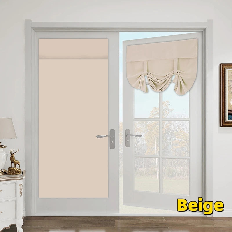 rideaux porte beige tissu texturé nouable adhésif décoration isolation thermique machine lavable
