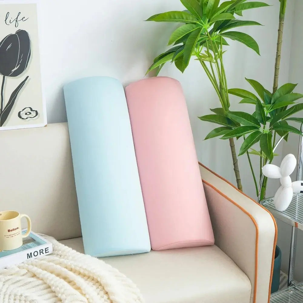 coussin lombaire mousse mémoire forme col bleu rose gris velours contemporain