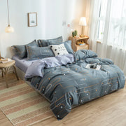 housse couette abstraite double face polyester gris foncé orange violet floral moderne