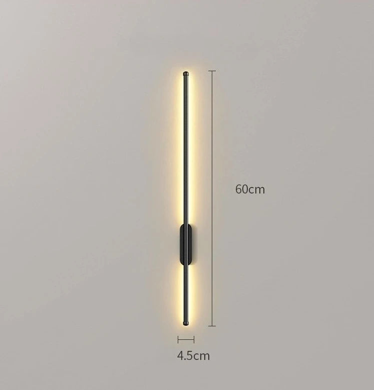 applique murale led moderne minimaliste noir lisse opaque chambre salon 60cm 11w flux lumineux