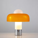lampe table moderne orange ampoule led e14 cable électrique blanc argent mat