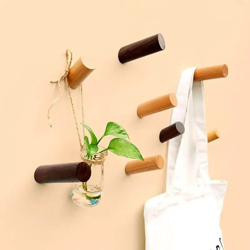 crochet mural bois naturel minimaliste adhésif sac main clés serviette plante savonnette