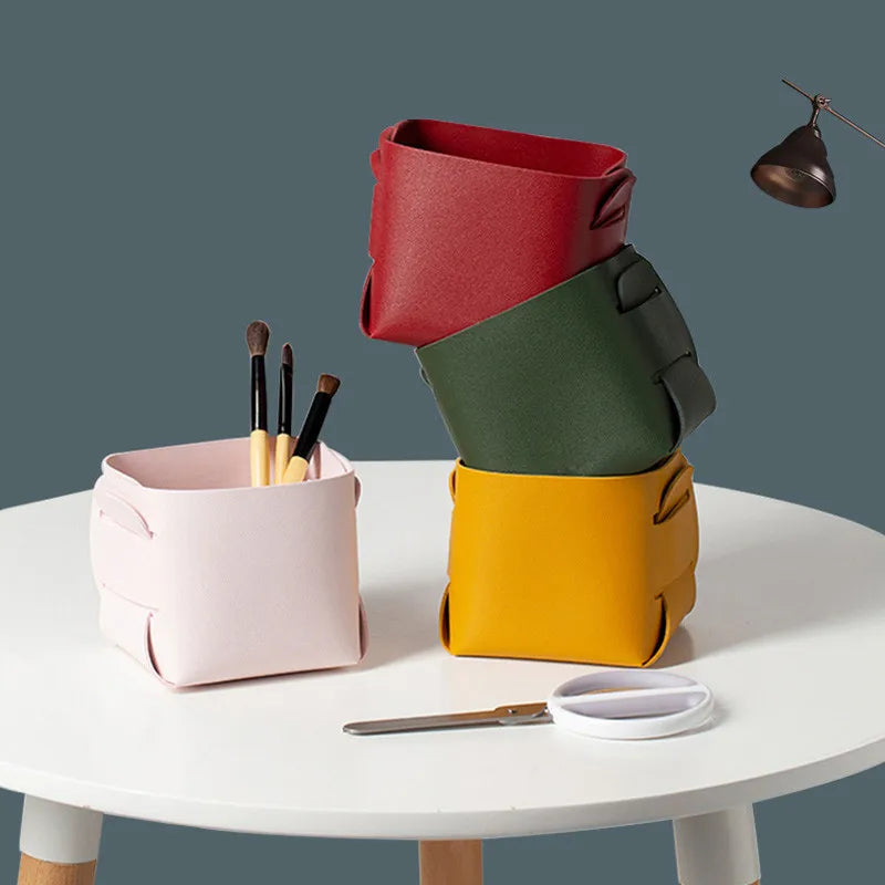 boîtes rangement cuir multicolore modernes réutilisables scies pinceaux maquillage exposant clés bijoux