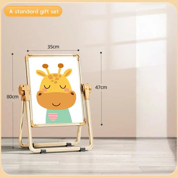 tableau dessin pliable bois beige ours lapin moderne tiroir poignées pivotantes enfants écriture effaçable