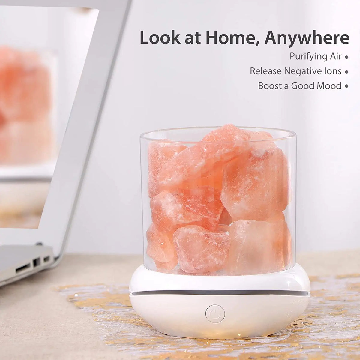 lampe sel himalaya rose moderne veilleuse usb minimaliste atmosphère naturelle granulaire