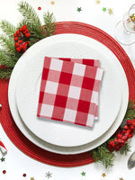 serviettes table rouge blanc carreaux classiques 40x40cm pack pcs dîner maison festive