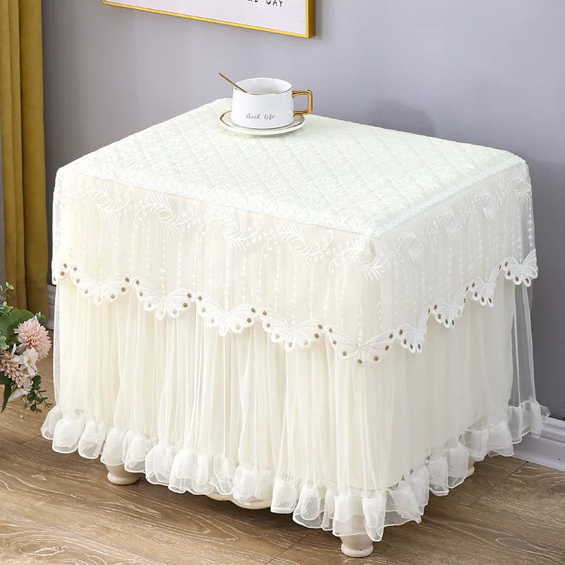 couvre table rose clair classique dentelle fronces coton polyester chambre coucher réutilisable texture solide