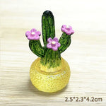 miniature cactus résine verte jaune rouge artisanale transparente décoration extérieure succulente