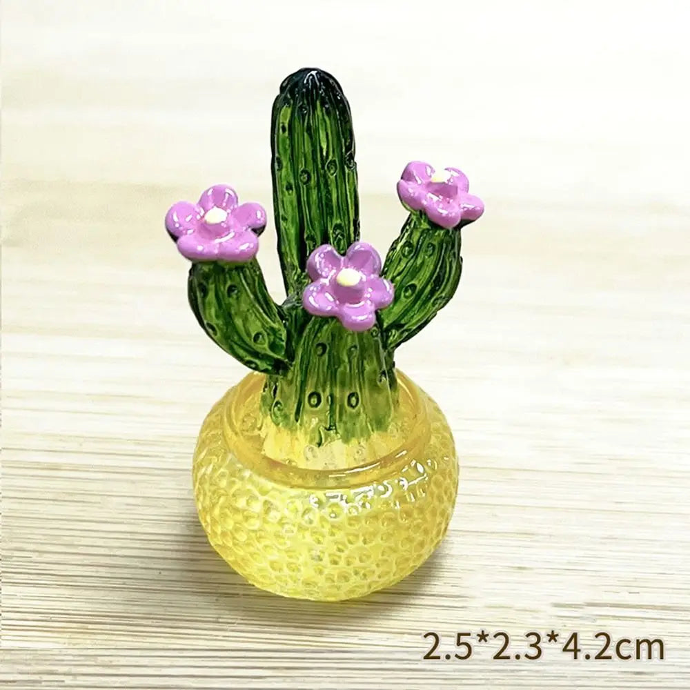 miniature cactus résine verte jaune rouge artisanale transparente décoration extérieure succulente