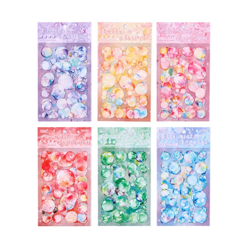 sticker bulle marbré moderne vert bleu rose orange jaune blanc décoratif adhésif transparent portables
