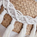 rideau boho chic macramé franges coton solide beige clair accessoires fenêtre pastorale