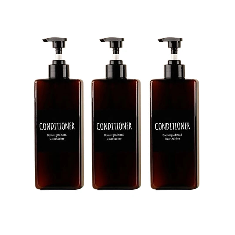 shampooing conditionneur savon main bouteille rechargeable pompe pression noir blanc bleu brun minimaliste